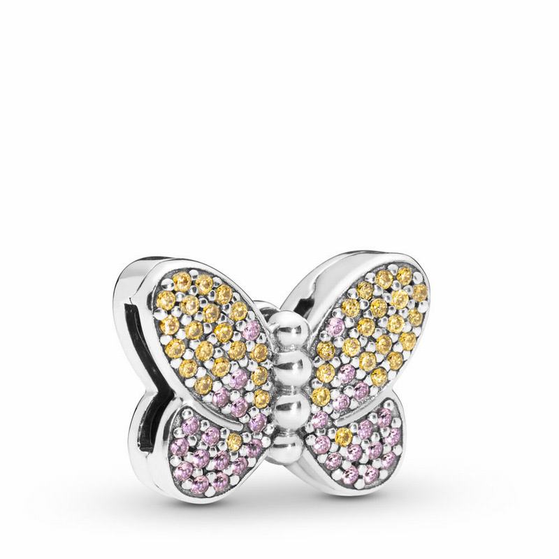 Pandora Australia Reflexions™ Bedazzling Butterfly Clip Charm - Sterling Silver | QBFMYJ186